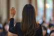 Empowering Moment: Asian Woman Takes Oath
