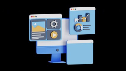 Poster - 3D Animation of SEO Analysis with Data Insights | Alpha Channel