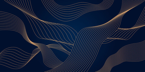 Poster - Luxury golden pattern with hand drawn lines. Elegant abstract background. Luxury wall paper design for prints, wall arts and home decoration, cover and packaging design. Vector EPS 10