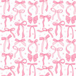 Coquette seamless pattern ribbon bow pink