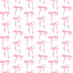 Coquette seamless pattern ribbon bow pink