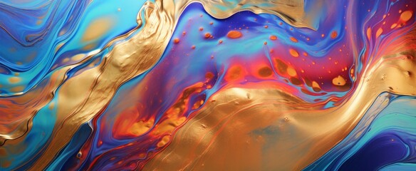 Poster - Vivid Blue and Orange Swirling Abstract Texture