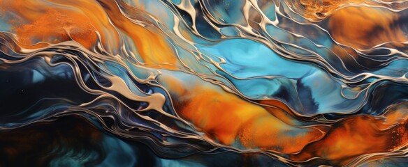 Aufkleber - Ethereal Blue and Gold Marbled Texture
