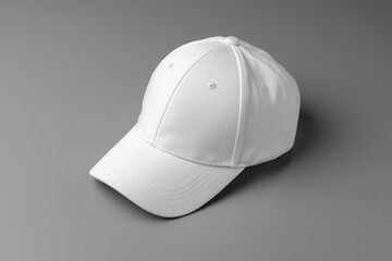 Wall Mural - Two White Baseball Caps on a White Background