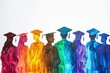 © DailyStock - Colorful Silhouette Watercolor Illustration. Group of People in Abstract Artistic Line, Wearing Degree Graduation Gowns and Caps. Perfect for Celebrating Academic Achievements on a White Background
