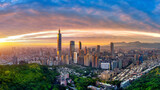 Fototapeta Krajobraz - Panorama of Taipei cityscape at sunset in Taiwan.