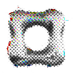 Wall Mural - trendy 3d chrome shape with glitch effect.