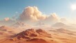3D rendering of fantasy desert landscape with a sandstorm and sand clouds. Raster illustration.