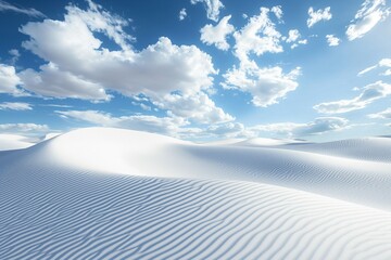 Wall Mural - Sunset over the desert, white sand dunes. Waves of sand in all directions