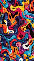 Wall Mural - A colorful abstract painting with a lot of swirls and splatters. Background.