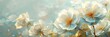 rose petals in shades of white, gold, and light blue, delicately rendered with oil brushstrokes to evoke a sense of ethereal beauty and tranquility