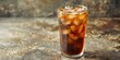 Chilled Iced Coffee in Tall Glass,Refreshing Summer Drink on Rustic Background