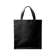 plain black tote bag hanging over transparent background