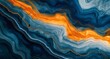 Abstract Waves of Blue, Orange, and Black Vibrant Painting of Water Surface in Modern Art Style