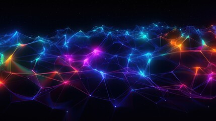 Poster - Visual representation of a neural network or digital constellation, illustrating interconnected data points and information flow, suitable for technology and science concepts.