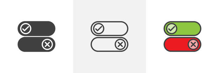 True/False Boolean Logic Icons. Binary Decision Making and Logical Answer Symbols