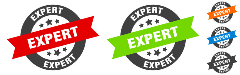 Wall Mural - expert stamp. expert round ribbon sticker. tag