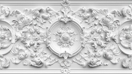 Poster - Elegant Stucco Relief Detail on Classic Ceiling Design