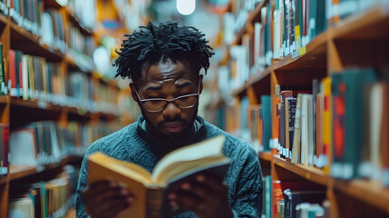 Poster - college student in library