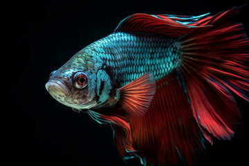Poster - Vivacious, portrait, Betta Fish сreated with Generative Ai