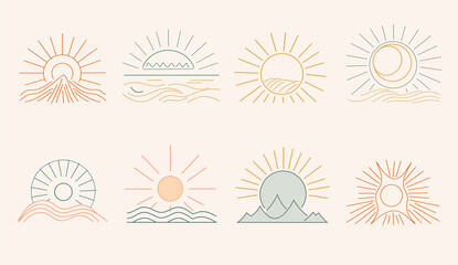 Wall Mural - Set of sun icons
