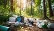 Symbolik, wilde Müllablagerung im Wald, KI-generiert