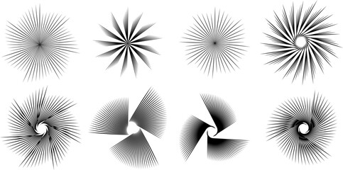 Poster - Set of abstract design elements. Geometric shapes. Circle in spiral with lines as icon, logo or design element