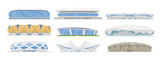 Fototapeta Dinusie - Sports stadium facade modern city arena exterior set isometric vector illustration