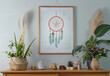 bohemian interior design style room with a dream catcher hanging on the wall