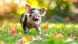 Charming small piglet in a picturesque farmyard setting for animal enthusiasts and nature lovers