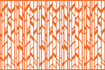 Wall Mural - Geometric white bamboo pattern design on an orange frame