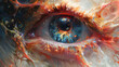 Close Up Eye Reflection View of the Universe, Abstract Digital Conceptual Art, Window to the Soul, Spirituality, Psychology, Surreal Artwork Mysteries of Dreams, Imagination, Cosmic, Depth of Mind.