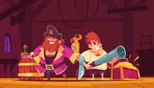 Pirate Adventure Illustration In Flat Design