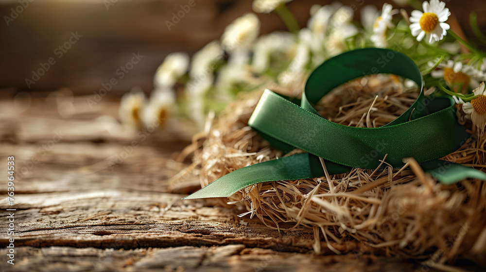 green ribbon logo for Celiac disease awareness month. ribbon sign on ...