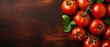 Juicy, appetizing tomatoes on a dark background. copy space. background