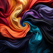 Multi-colored rainbow silk spun into beautiful waves, used as background.