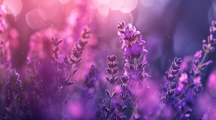 KS Lavender flowers in purple color closeup blurred backg