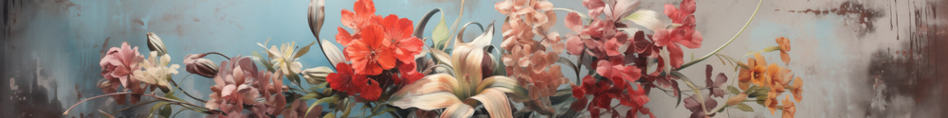 Canvas Print - abstract banner painting, texture background, flowers, plants, flowers