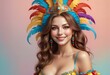 Portrait of a beautiful young woman in a carnival costume