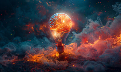 Wall Mural - abstract concept of business idea , brainstorming, showing a feeling of innovation of business idea