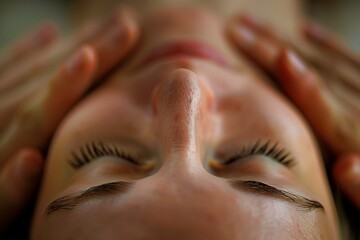 Canvas Print - closeup of circular motion massage around temples