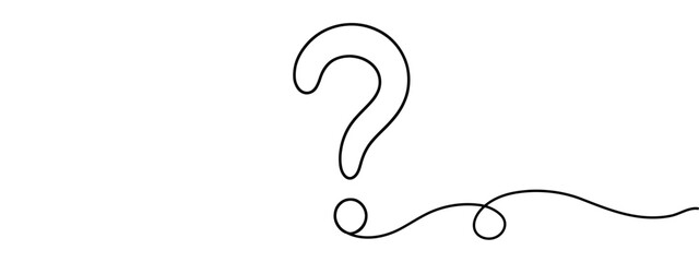 Wall Mural - Question Mark continuous line one line drawing isolated vector illustration