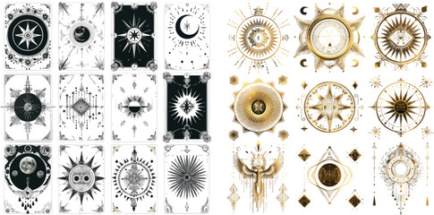 Mystic sacred geometric linear shapes tarot cards