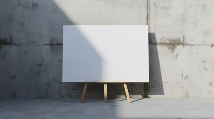 A whiteboard, using a wooden tripod stand, showcases a style of conceptual art, isolated figures, glazed surfaces, large-scale public art, balanced proportions, and teethcore.