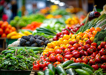 Variety of fresh vegetableset stall in Paris, France