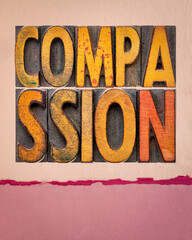 Wall Mural - compassion - word abstract in vintage letterpress wood type against art paper poster