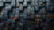 Luxurious design of 3D cubes wall distinguished by golden cracks and rich textural details