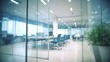 © SULAIMAN - Blurred modern business office interior room for background in business concepts. Meeting room. Corporate business office. Blur light blue background of modern executive office
