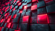 A creative depiction of a pattern of dark cubes illuminated by a dynamic and vibrant red light
