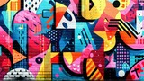 Fototapeta  - An artistic fusion of modern Gen-Z techniques and classic '80s and '90s graffiti, captured in a vibrant and dynamic vector illustration.